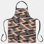 Retro brown graphic labyrinth pattern apron