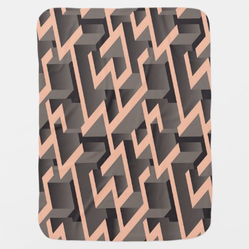 Retro brown graphic labyrinth pattern baby blanket