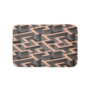 Retro brown graphic labyrinth pattern bath mat