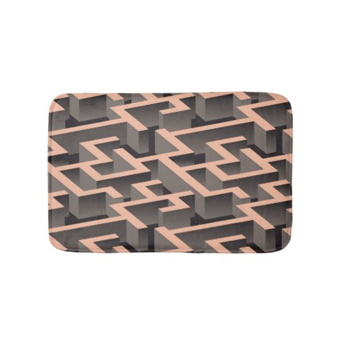 Retro brown graphic labyrinth pattern bath mat