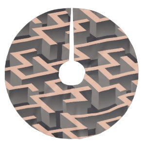 Retro brown graphic labyrinth pattern brushed polyester tree skirt