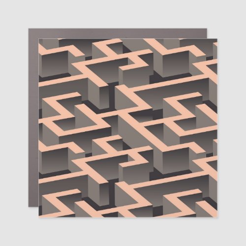 Retro brown graphic labyrinth pattern car magnet