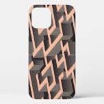 Retro brown graphic labyrinth pattern iPhone 12 case