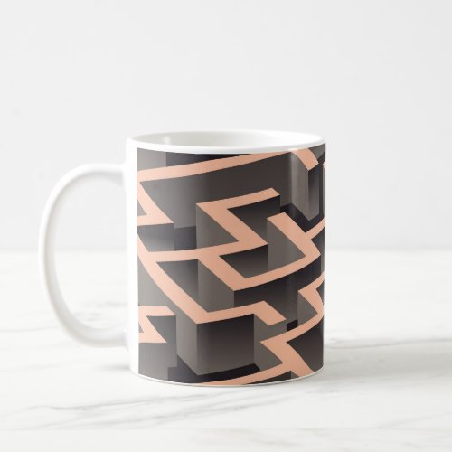 Retro brown graphic labyrinth pattern coffee mug