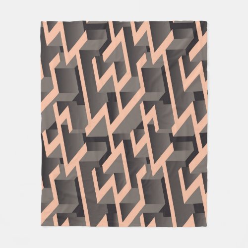 Retro brown graphic labyrinth pattern fleece blanket