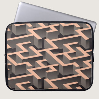 Retro brown graphic labyrinth pattern laptop sleeve