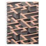 Retro brown graphic labyrinth pattern notebook