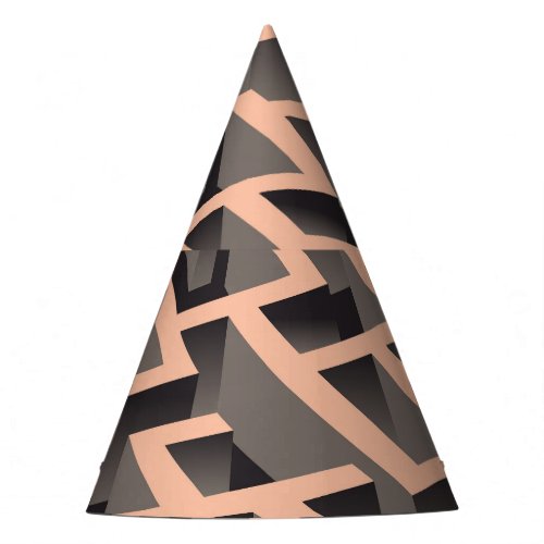 Retro brown graphic labyrinth pattern party hat