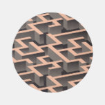 Retro brown graphic labyrinth pattern rug
