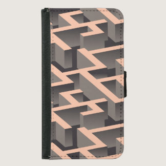 Retro brown graphic labyrinth pattern samsung galaxy s5 wallet case