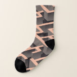 Retro brown graphic labyrinth pattern socks