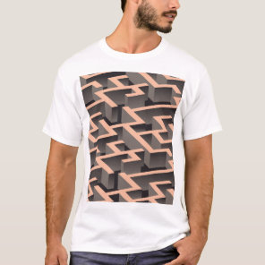 Retro brown graphic labyrinth pattern T-Shirt