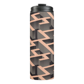 Retro brown graphic labyrinth pattern thermal tumbler