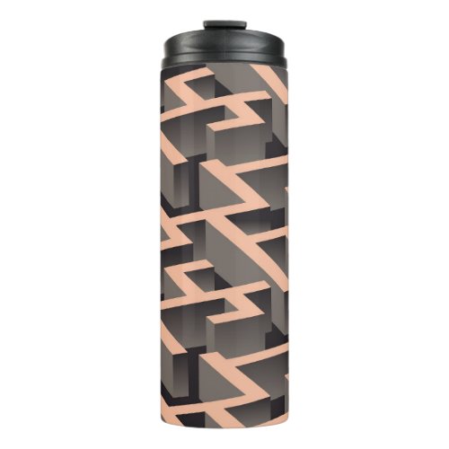 Retro brown graphic labyrinth pattern thermal tumbler