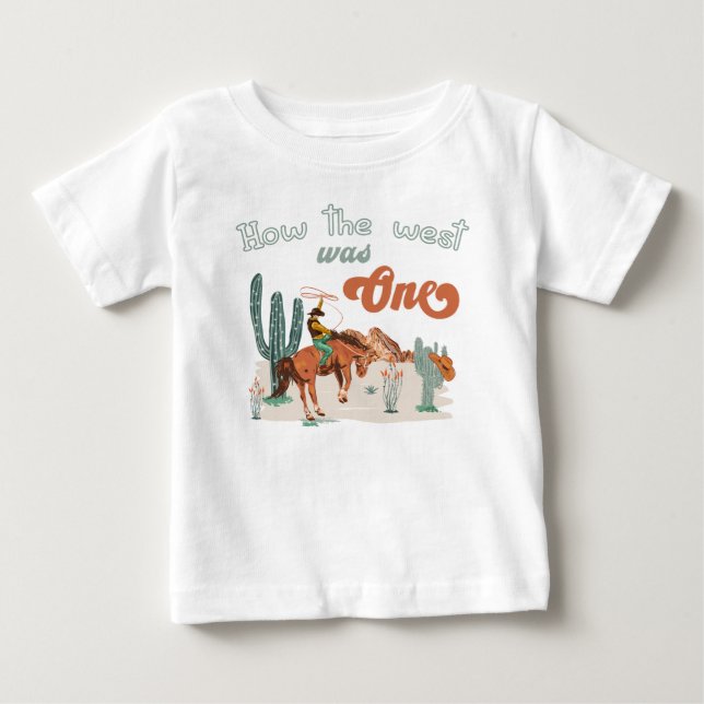 Retro Brown Green How The West Was One Baby T-Shirt (Front)