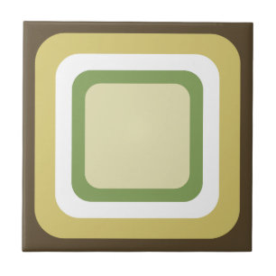 Retro Brown Green White Ceramic Tile
