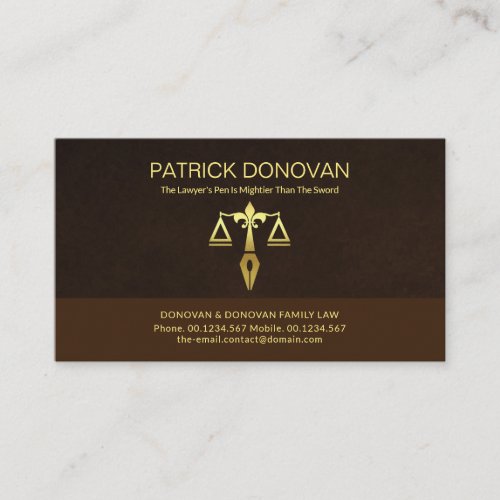Retro Brown Grunge Layer Gold Scales Of Justice Business Card