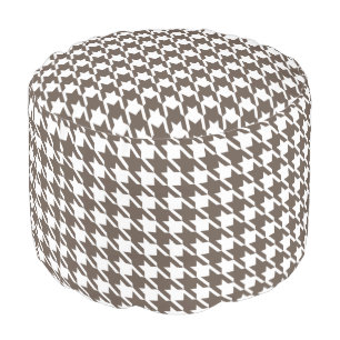 Retro Brown Houndstooth Ottoman Pillow Pouf