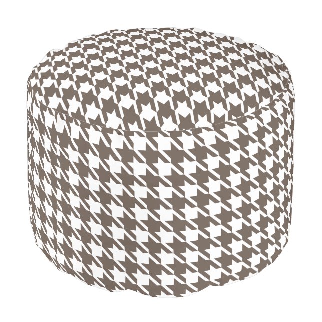 Retro Brown Houndstooth Ottoman Pillow Pouf (Angled Back)