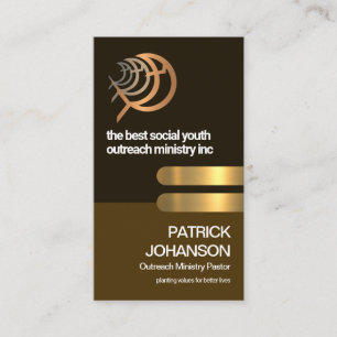 Retro Brown Layer Gold Tab Religious Fish Ministry Business Card