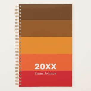 Retro Brown Orange Red Stripe 2026 Name Planner