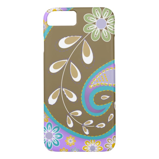 Retro brown paisley motif custom Case-Mate iPhone case (Back)