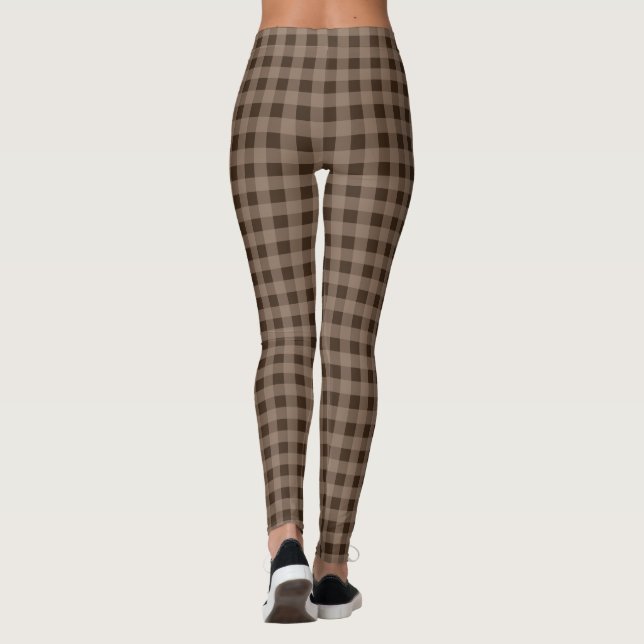 Retro Brown Plaid Leggings (Back)