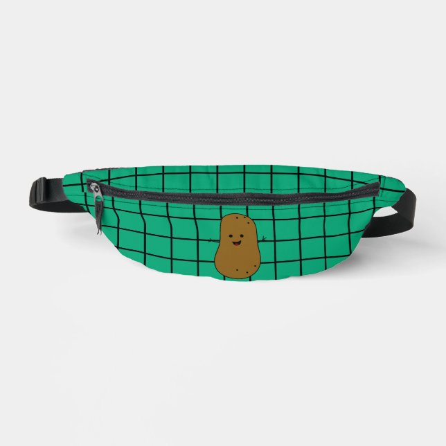 Retro, Brown Potato, Teal Fanny Pack (Front)