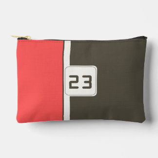 Retro Brown Red Racing Vertical Stripes Accessory Pouch