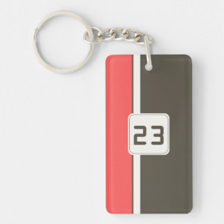 Retro Brown Red Racing Vertical Stripes Keychain