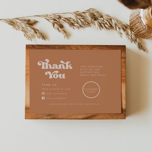 Retro Brown sugar Thank you package insert card