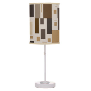 Retro Brown, Tan & Beige Geometric Pattern Design Table Lamp
