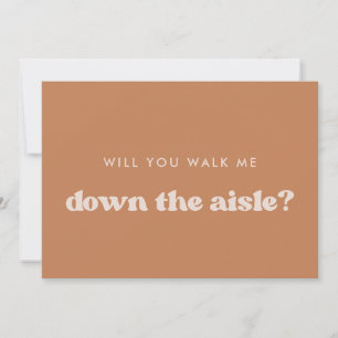 Retro brown Will you walk me down the aisle Invitation