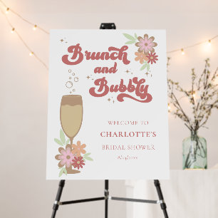 Retro Brunch and Bubbly Bridal Shower Welcome Foam Board