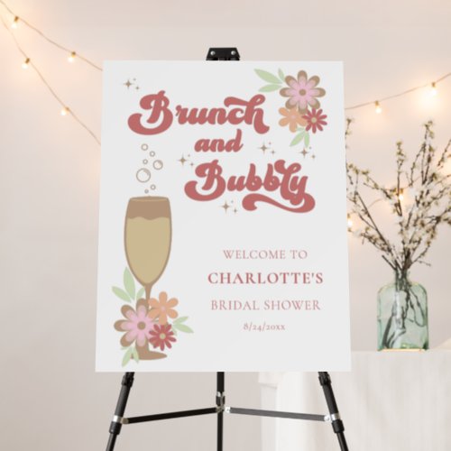 Retro  Brunch and Bubbly Bridal Shower Welcome Foam Board