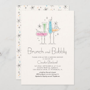 Retro Brunch Bubbly Champagne Bridal Shower Invitation
