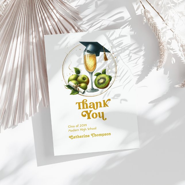 Retro Brunch Graduation Photo Thank You Card (Retro Brunch Graduation Photo Thank You Card)