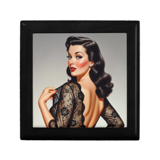 Retro Brunette Pin-up Girl 50's Glamour Style Gift Box