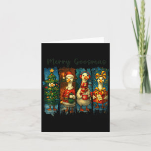 Retro Brushstroke Goose Christmas Merry Goosmas Xm Card