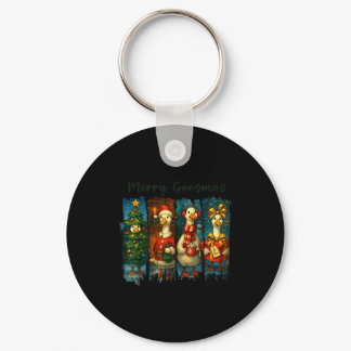 Retro Brushstroke Goose Christmas Merry Goosmas Xm Keychain