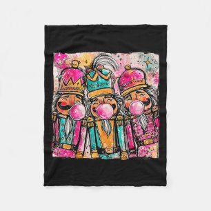 Retro Brushstroke Nutcracker Blowing Bubble Gum Ch Fleece Blanket
