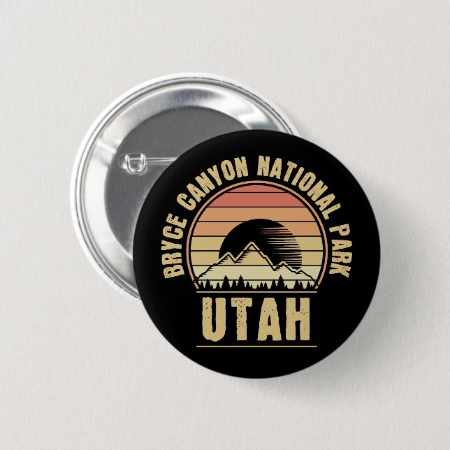 Retro Bryce Canyon National Park Utah Button (Front & Back)