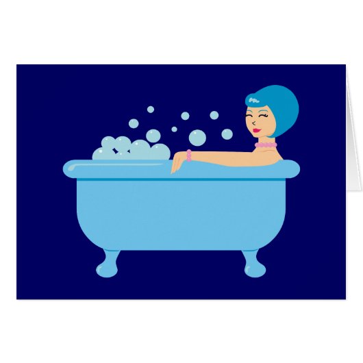 Retro Bubble Bath Girl Cards (Front Horizontal)