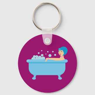 Retro Bubble Bath Girl Keychain