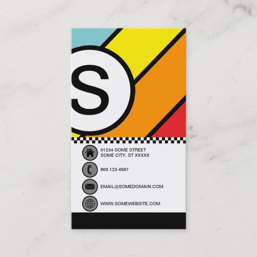 retro bubble checks business card