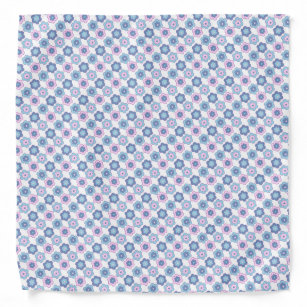 Retro Bubble Flowers (Pink and Blue) Pattern Bandana