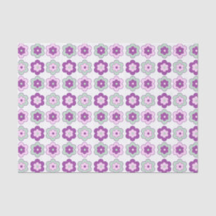 Retro Bubble Flowers (purple and green) Pattern Tissue Paper