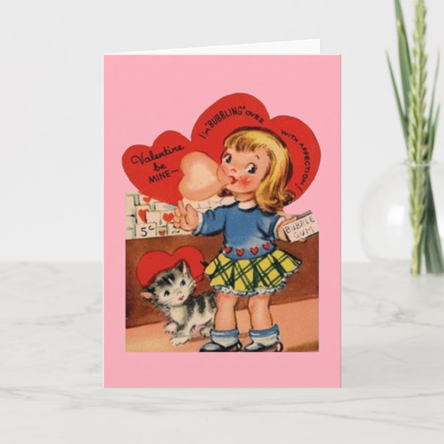 Retro Bubble Gum Valentine's Day Card (Front)