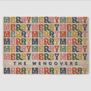 Retro Bubble Letter Custom Christmas Fiber Doormat