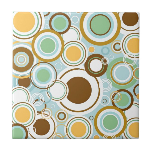 Retro Bubble Pattern Ceramic Tile (Front)